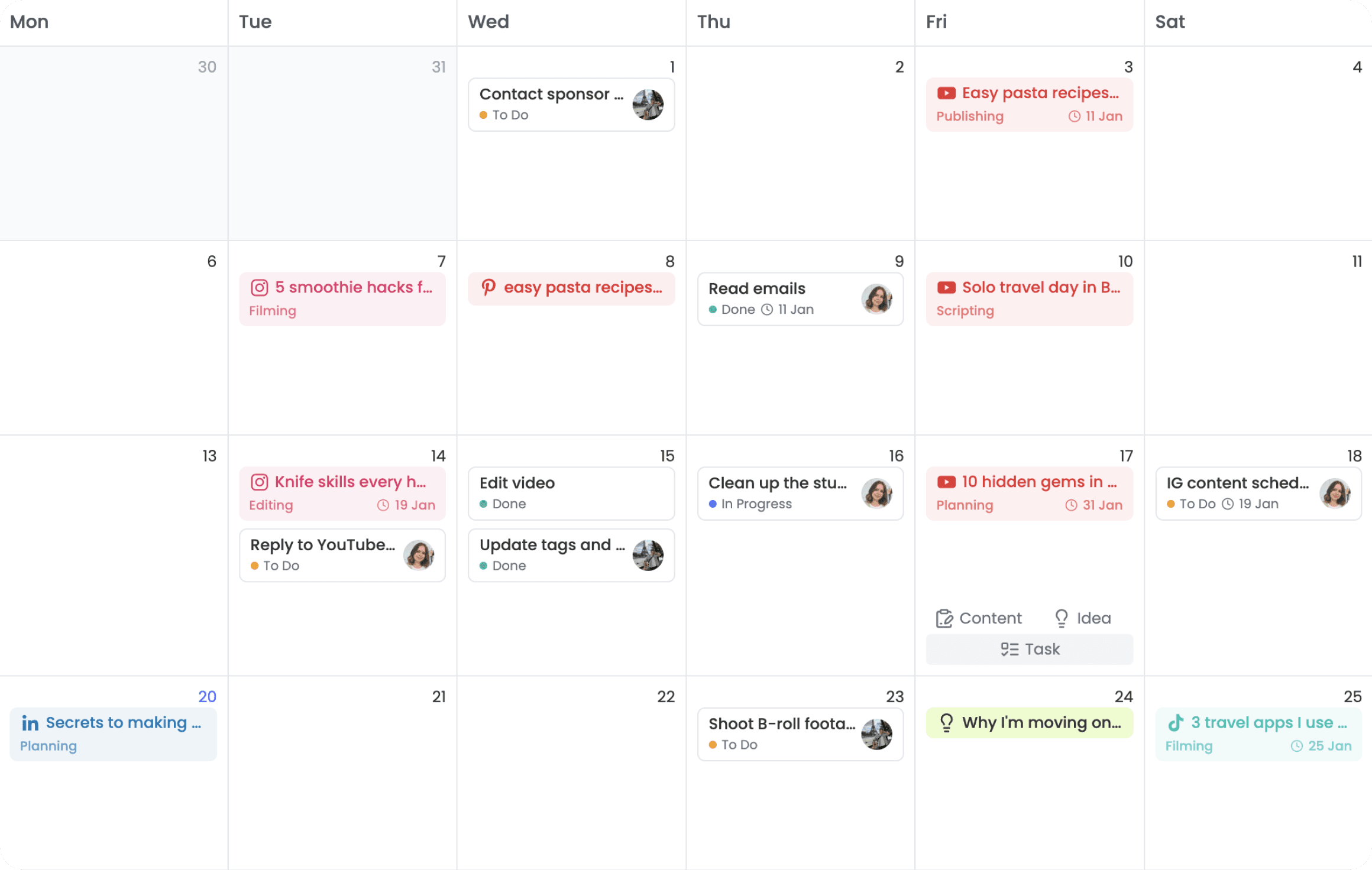 CreatorFlow planning calendar